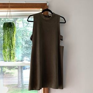 Suede green cut out dress